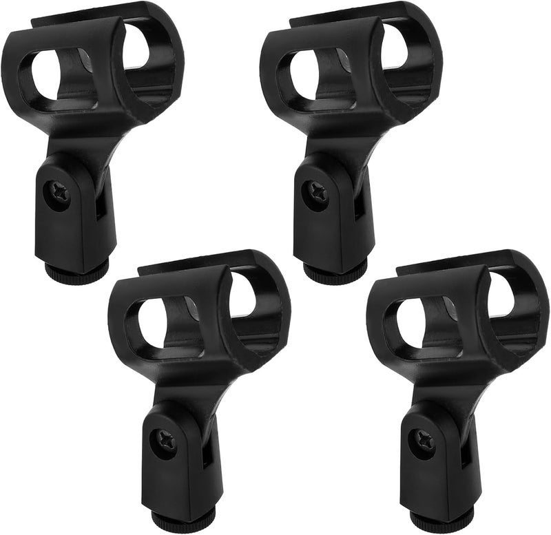 Styquenzer 4 PCS Microphone Holder, Adjustable Angle Mic Holder Clip for Stand Rubber Flexible Microphone Clip Black Wireless Mic Holders Clamp for Mics Stand Handheld Microphones Recording Condenser Microphones - Image 1